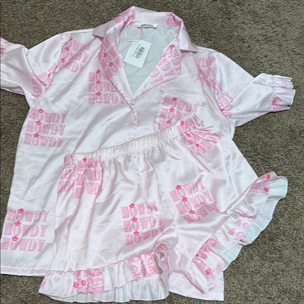 Pink Howdy Print Pajama Set
